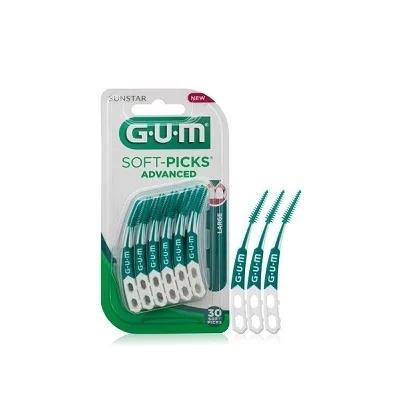 GUM Soft-Picks Advanced Large - 30 Stuks - Latexvrij, Rubber Tips voor Tandenreiniging & Tandvleesverzorging, Gezond Tandvlees