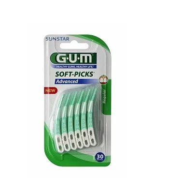 GUM Soft-Picks Advanced Regular 30 Stuks - Zachte Ragers voor Effectieve Plakverwijdering & Tandvleesmassage, Veilig voor Tandglazuur