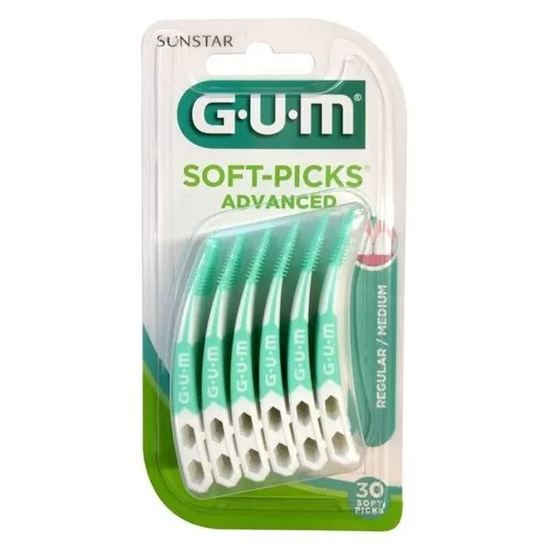 GUM Soft Picks Advanced Regular – 30 Stück, sanfte Zahnzwischenräume, entfernt Plaque & Speisereste, fördert gesundes Zahnfleisch