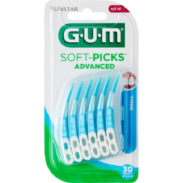 GUM Soft Picks Advanced Small – 30 Stück, sanfte Zahnreinigung, entfernt Plaque & Speisereste, fördert gesundes Zahnfleisch