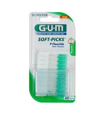 GUM Soft-Picks Regular - 40 stuks Interdentale Reinigers, Zacht Rubber, Voor Gezond Tandvlees, Ideaal voor Beugels en Implantaten