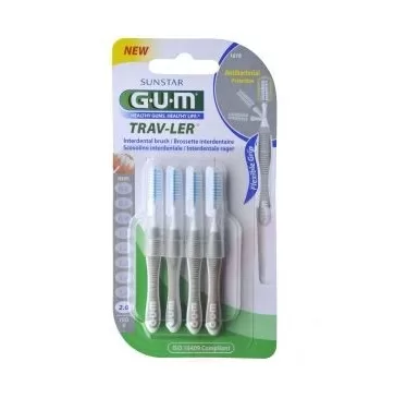 GUM Trav-ler Interdentale Ragers 2.0 mm - 6 Stuks, Antibacterieel, Flexibel Handvat, Optimaliseer Tandplakverwijdering, Tandarts Aanbevolen