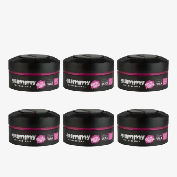 Gummy Keratin Complex Styling Wax Gloss Extra Hold, 6 Stück - Starker Halt, Glanz & Pflege für perfektes Haarstyling!