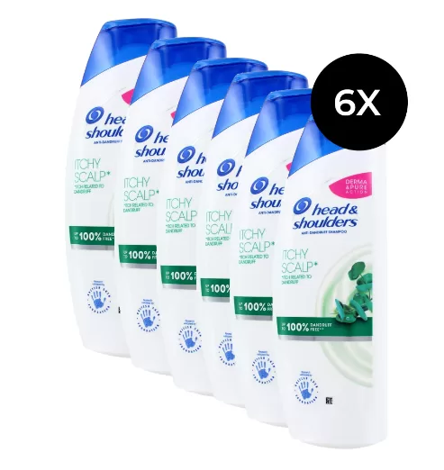 Head & Shoulders Anti-Roos Shampoo voor Jeukende Hoofdhuid - 6x400ml - Dagelijks Gebruik - Klinisch Bewezen - Geschikt voor Elk Haartype