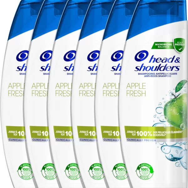 Head & Shoulders Apple Fresh Anti-Roos Shampoo Voordeelverpakking 6x450ml - 100% Roosvrij, pH-gebalanceerd, Dermatologisch getest, 100% Gerecycled Plastic