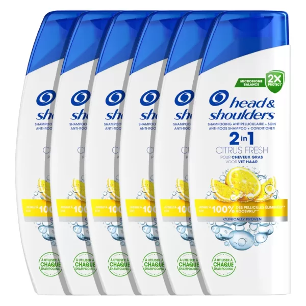 Head & Shoulders Citrus Fresh Shampoo 400 ml - 6 Stuks, Vettig Haar, 72 Uur Anti-Roos Bescherming, Dermatologisch Getest, Recyclebare Fles