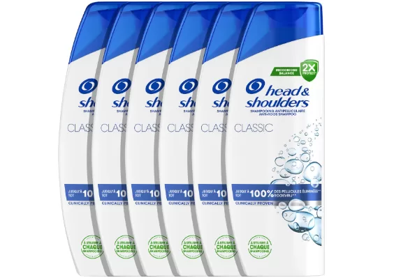 Head & Shoulders Classic Anti-Roos Shampoo 6x400ml - 100% Roosvrij, Dagelijks Gebruik, Microbiome Balance, Zacht Haar, Dermatologisch Getest