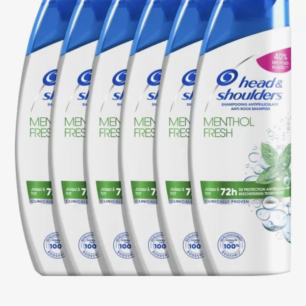 Head & Shoulders Menthol Fresh Anti-Roos Shampoo - Voordeelverpakking 6x400ml, 72 uur bescherming, dermatologisch getest, recyclebare fles