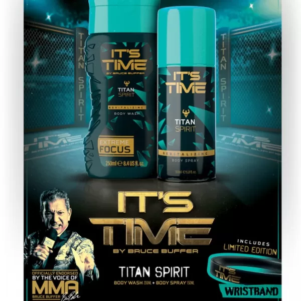 IT'S TIME Giftset – Titan Spirit: Body Wash & Body Spray + Armband – Verjüngende Pflege für Haut und Sinne, 0,25 kg