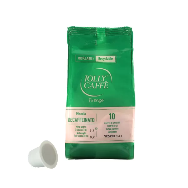 JOLLY Caffé Koffeinfrei Kapseln – 100 Stk Box, 100% Arabica, Entkoffeiniert, Florentinischer Espresso, Mittelkräftig, Aromatisch