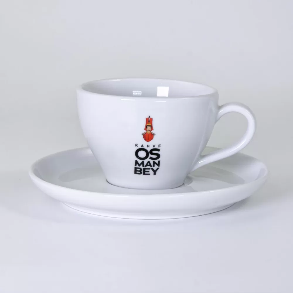 Osman Bey Cappuccino Tassen Set – 2er Set mit Untertassen, 220 ml, dickwandig, robust, hochwertig bedruckt – ideal für Kaffeeliebhaber!