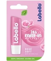 Labello Soft Rose Lippenbalsam, 3er Set - 24h Hydratation, Rosé-Farbverstärkung, mit Rosenauszug für weiche Lippen