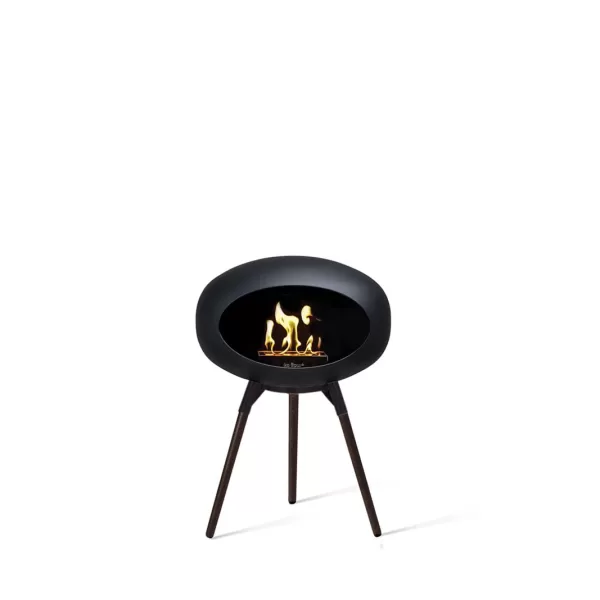 Le feu Ground Low Black Bioethanol Kamin – Eleganter, tragbarer Kamin mit schwarzem Eichenholz, SafeBurn-Technologie, ideal für Innen- und Außenbereiche