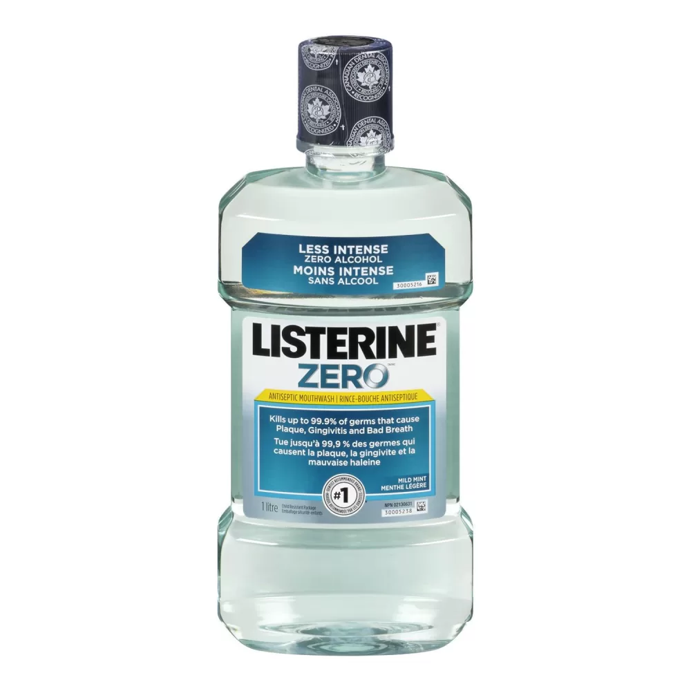 Listerine Zero Mundspülung, alkoholfrei, 500ml – sanfte Reinigung für frischen Atem, Zahnfleischschutz und Kariesprophylaxe