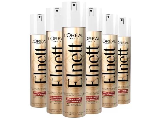 L'Oréal Elnett Satin Haarspray Normale Fixatie 6x300ml – Legendarische Fixatie, Satijnzacht, Gemakkelijk te Verwijderen, Natuurlijk Haarstijl