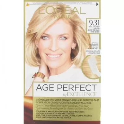 L'Oréal Excellence Age Perfect Haarfarbe 9.31 Zeer Licht Asblond - Hochwertige Grauabdeckung für reifes Haar, Pflege und Glanz