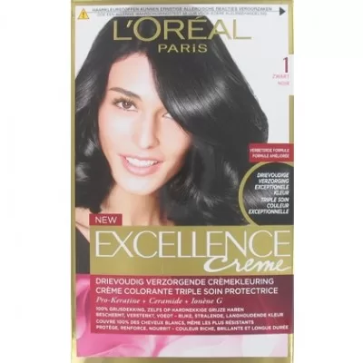 L’Oréal Excellence Crème Haarverf Nr. 1 Zwart - Professionele Kleur, Langdurige Dekking, Perfecte Glans - 100 ml