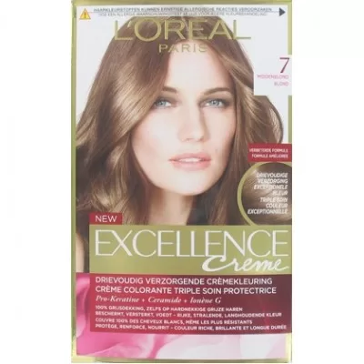 L’Oréal Excellence Creme Haarfarbe Nr. 7 - Mittelblond, langanhaltende Farbe, Pflegeformel für strahlenden Glanz - 100ml