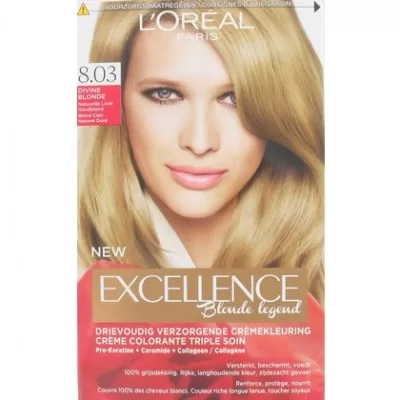 L’Oréal Excellence Haarfarbe Blonde Legend 8.03 Goudblond – Lang anhaltende, strahlende Farbe für glänzendes Haar