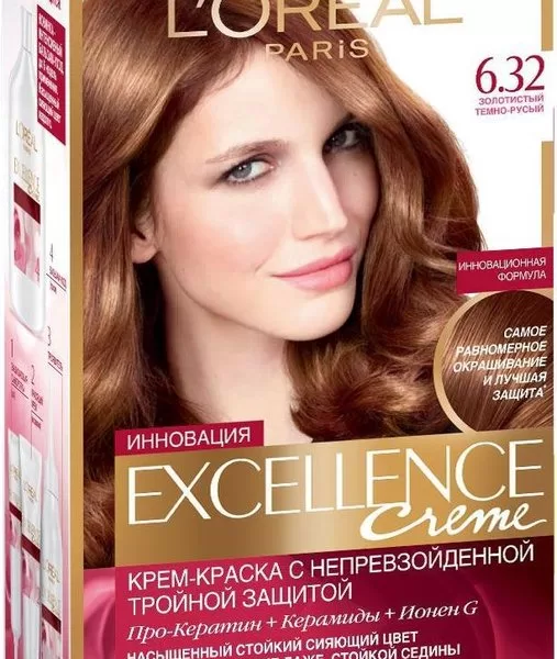 L'Oreal Excellence Haarverf Nr. 6.32 Zonnig Licht Bruin – 100% Grijsdekking, Keratine, Sterk & Zijdezacht Haar, 48u Test Aanbevolen