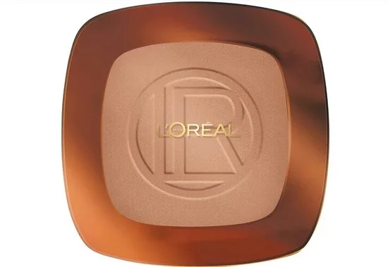 L'Oréal Glam Bronze Poeder 02 Amber Sun mit Kwast & Spiegel – Perfekte Bronsing für een Stralende Teint, Made in Italy