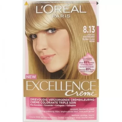 L'Oréal Excellence Creme Haarfarbe 8.13 Licht As Blond – Permanente Haarfarbe für strahlende, langanhaltende Ergebnisse