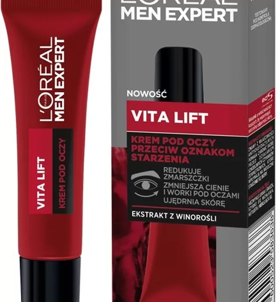 L'Oreal Men Expert Vitalift Augencreme gegen Falten, 15ml – Anti-Aging Pflege für Männer, revitalisierende Feuchtigkeitspflege