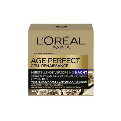 L'Oréal Paris Age Perfect Cell Renaissance Nachtcreme 50 ml - Verstevigend met Zwarte Truffel & Gefermenteerde Thee voor Stralende Huid