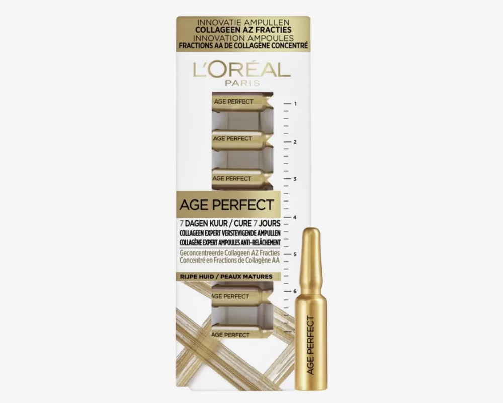 L'Oréal Paris Age Perfect Collageen Ampullen - 7-daagse kuur voor stevige huid, intensieve voeding, 7 ampullen, anti-aging serum