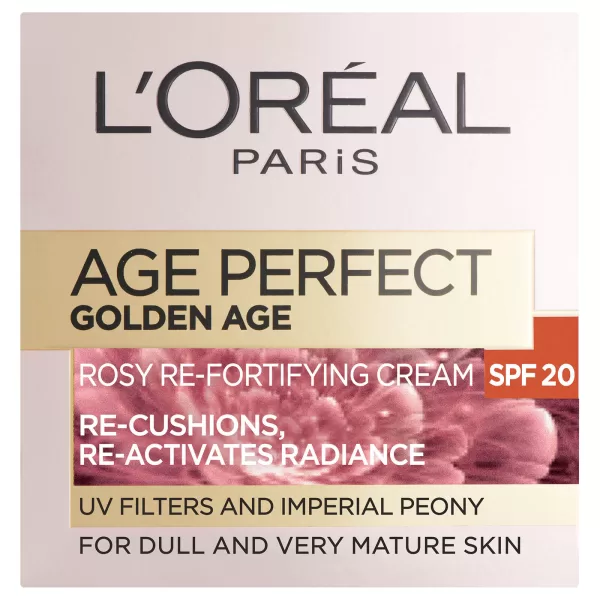 L'Oréal Paris Age Perfect Golden Age Dagcrème SPF 20 - 50ml Versterkende Anti-Age Verzorging voor Rijpere Huid met Neo-Calcium en Pioenroos-extract