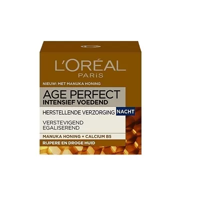 L'Oréal Paris Age Perfect Nachtcreme 50ml - Intensief Voedend met Calcium B5 & Manuka Honing voor Droge, Rijpere Huid, Vermindert Rimpels