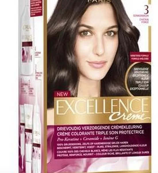 L’Oréal Paris Excellence Crème 3 - Donkerbruin Haarverf met 100% grijsdekking, verzorgende shampoo & haarmasker voor zacht, glanzend haar