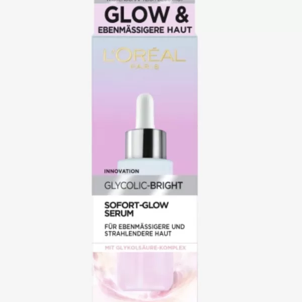 L'Oreal Paris Glycolic Bright Serum 30 ml – SOFORT Glow für strahlende Haut, revitalisierend und aufhellend