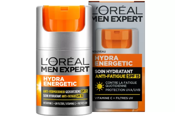 L’Oréal Paris Hydra Energetic Dagcrème LSF 15 voor Mannen – 50 ml, Hydrateert, Vernieuwt, Beschermt tegen UV-stralen, Vermoeidheid Bestrijden