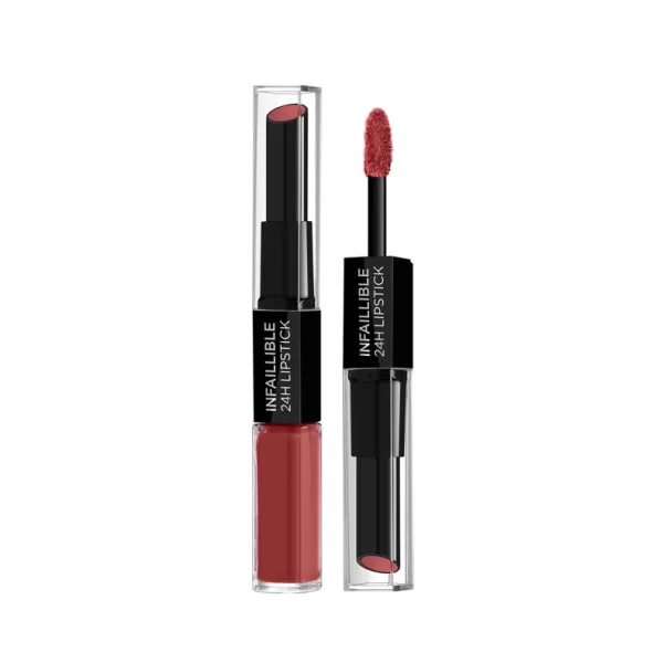 L'Oréal Paris Infaillible 24H Lippenstift 805 Wine Stain – Langhaltende, pflegende Lippenfarbe für perfekte Ergebnisse, 2-Stufen-System