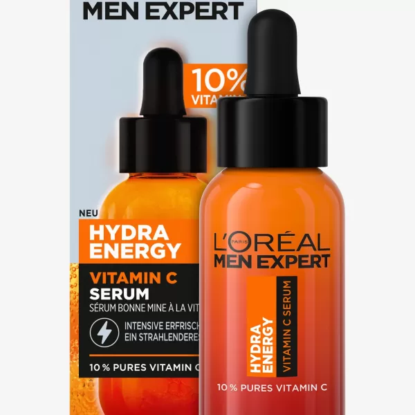 L’Oréal Paris Men Expert Hydra Energetic 30 ml - Vitamin C Serum voor Hydratatie, Verfrissing & Anti-Aging, Geschikt voor Gevoelige Huid