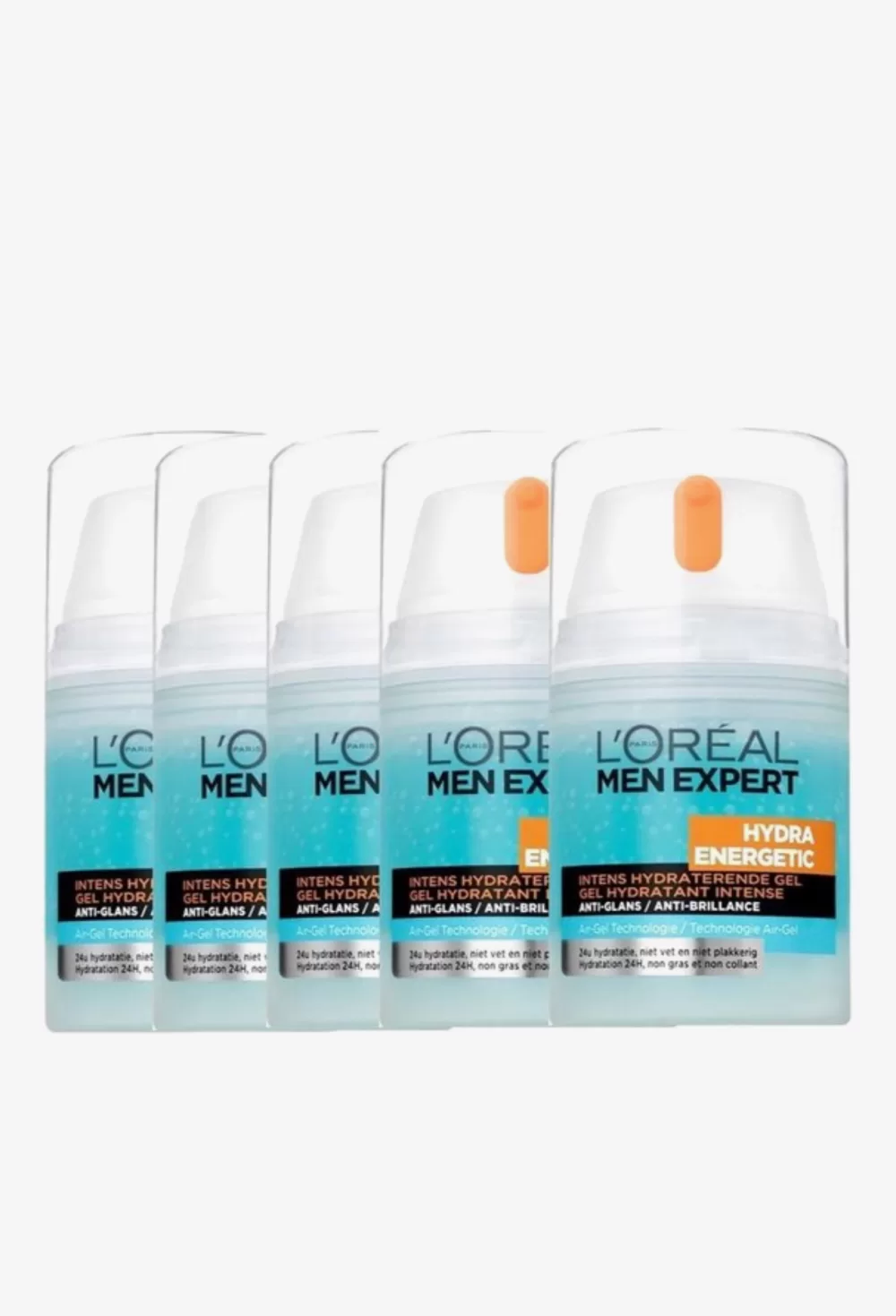 L'Oréal Paris Men Expert Hydra Energetic Gel - 50ml, Vette Huid, Intens Hydraterend, 5 Stuks - Anti-Glans, Koelend, 24u Hydratatie