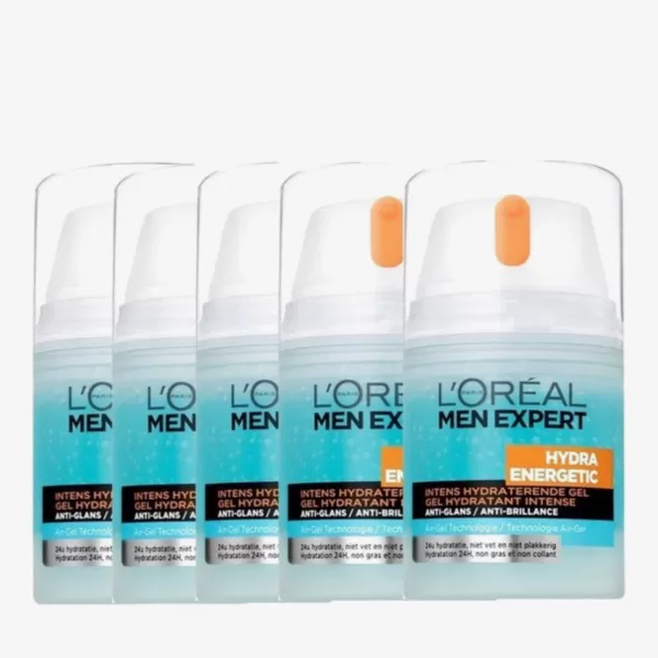 L'Oréal Paris Men Expert Hydra Energetic Gel - 50ml, Vette Huid, Intens Hydraterend, 5 Stuks - Anti-Glans, Koelend, 24u Hydratatie