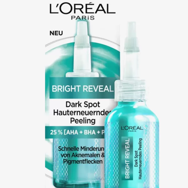 L'ORÉAL PARIS Peeling Bright Reveal AHA+BHA+PHA 25ml - Olievrije Gezichtspeeling voor Acne, Pigmentvlekken & Gevoelige Huid