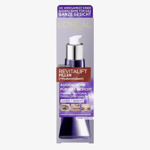 L'Oréal Paris Revitalift Filler Oogcrème met Hyaluronzuur - Anti-rimpel Gezichtscrème, 30 ml - Hydrateert en verzacht fijne lijntjes