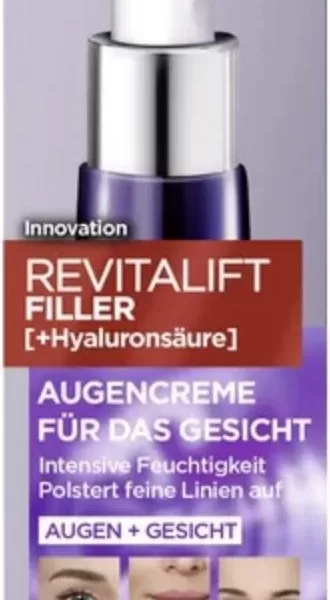 L'Oréal Paris Revitalift Filler Oogcrème met Hyaluronzuur - Anti-rimpel Gezichtscrème, 30 ml - Hydrateert & Verzacht Fijne Lijntjes