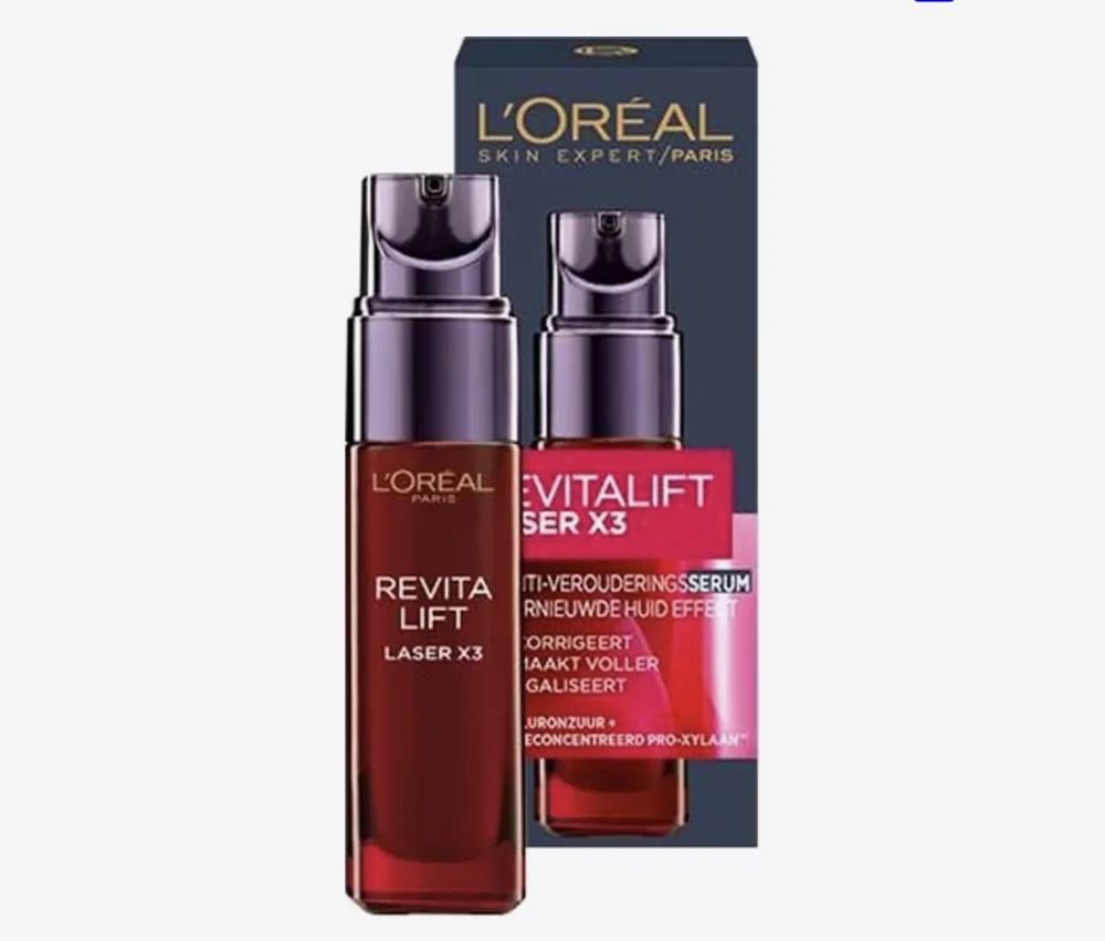 L'Oréal Paris Revitalift Laser X3 Anti-Rimpel Serum 30 ml - Vermindert Rimpels, Verstevigt en Egaliseert Huid - Met Hyaluronzuur & Pro-Xylaan