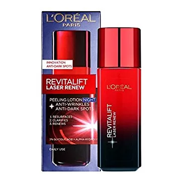 L'Oreal Paris Revitalift Laser X3 Peeling Nachtlotion 125 ml – Anti-Rimpel & Pigmentvlekken, Voor Gladde Huid, Klinisch Bewezen Resultaat