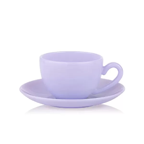 Lucie Kaas Milk Tasse mit Untertasse Lavendel - Handgefertigtes Opalglas, mikrowellen- & spülmaschinenfest, 7-teilig, Pastellfarben