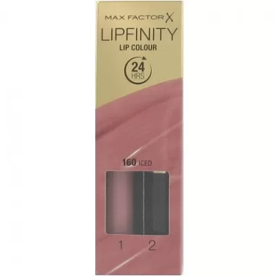 Max Factor Lipfinity 24H Lippenstift 160 Iced - Ultra langanhaltend, glänzende Finish, 12 Stunden Farbe, feuchtigkeitsspendend, perfekt für jeden Tag