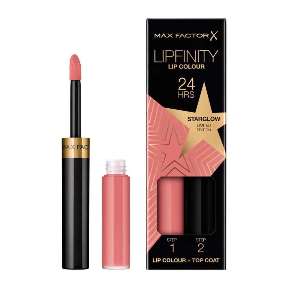 Max Factor Lipfinity Rising Stars 080 Starglow Lippenstift - Langhaftende, hydratisierende Lippenfarbe mit Glanz, 24 Stunden Halt, Hollywood-Inspiration