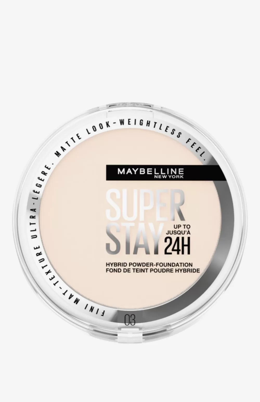 Maybelline New York SuperStay 24H Hybrid Poeder Foundation 03 - Langhoudend, Matte Dekking, Waterproof, Lichte Textuur - 9g