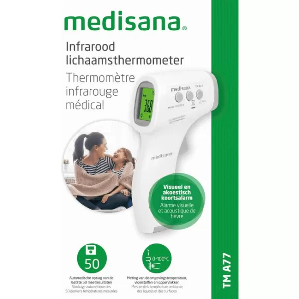 Medisana TM A77 Infrarood Non-Contact Thermometer - Snelle en Nauwkeurige Temperatuurmeting voor Lichaam, Objecten & Vloeistoffen