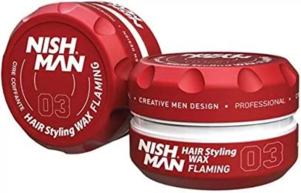 Nish Man Hair Wax 03 Flaming - Flexibele Hold, Glans, Geen Residu, Haarverzorging en Bescherming - Ideaal voor Elke Haartype