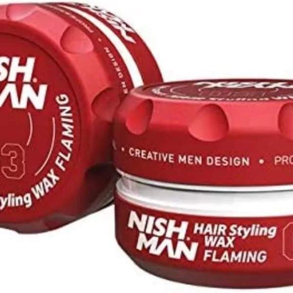 Nish Man Hair Wax 03 Flaming - Flexibele Hold, Glans, Geen Residu, Haarverzorging en Bescherming - Ideaal voor Elke Haartype